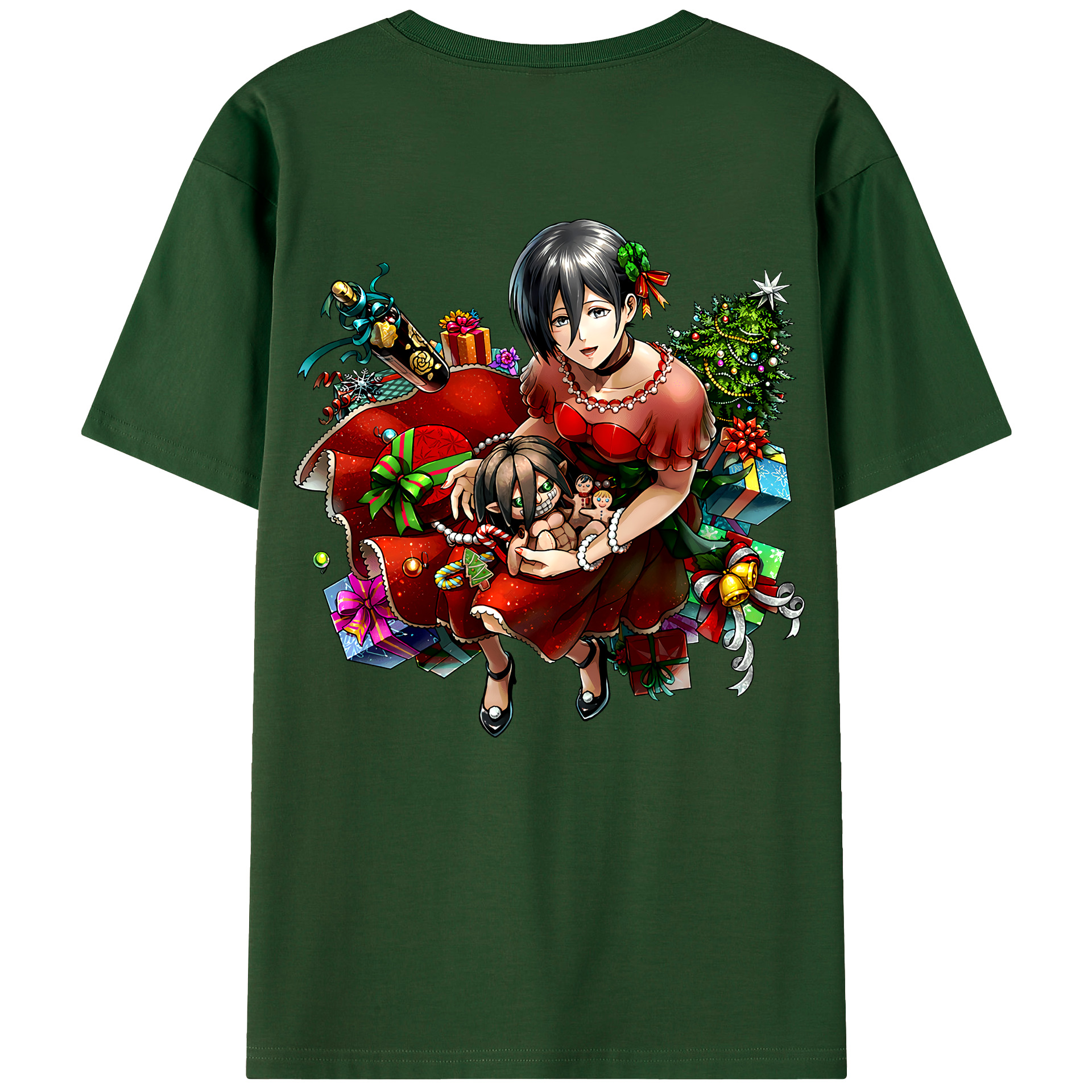 （画像用） 進撃の巨人 ミカサ·アッカーマン Attack on Titan Mikasa Ackerman 綿100％半袖Tシャツ（背面プリント）